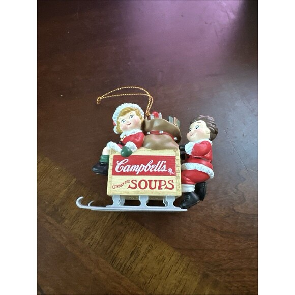 Vintage 1996 Campbell's Kids Sledding Ornament  Christmas - Picture 1 of 9